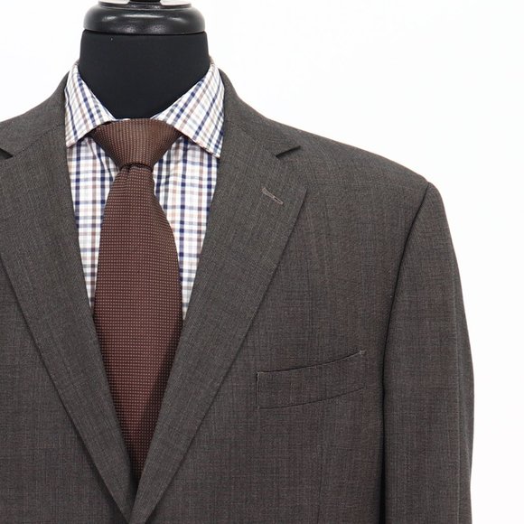 J. Hilburn 43L Brown Solid 2-Button Sport Coat Blazer Jacket G089 - Picture 5 of 11